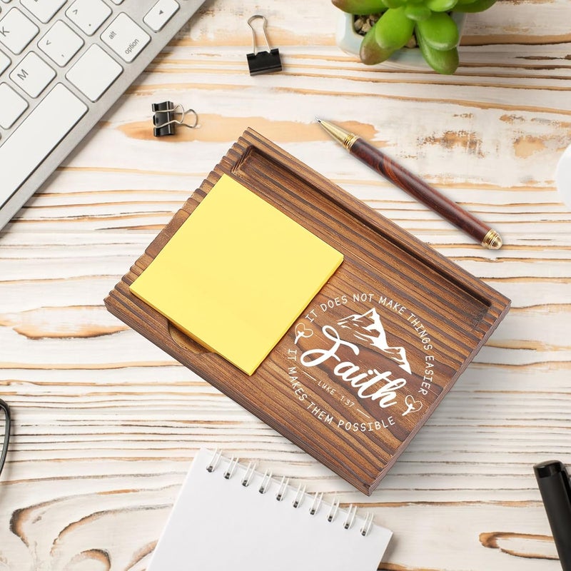 YODOCAMP Christian Desk Organizer, Bible Verse Sticky Note Holder, Luke 1:37 Faith Makes Things Possible, Religious Gifts for Christians, Pastors, Church Leaders, Believers TZP99 - Image 3